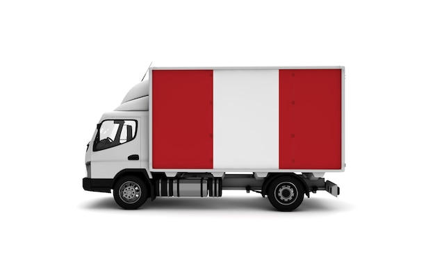 Delivery van with Peru flag logistics concept