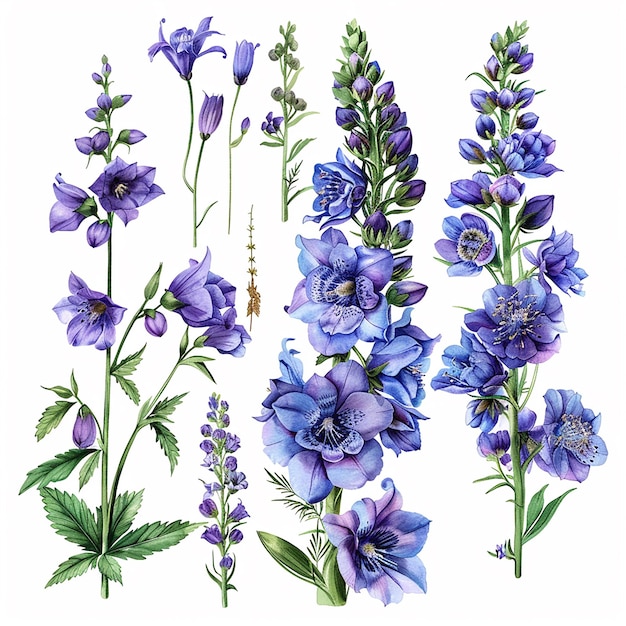 delphiniums botanical element isolated on white background