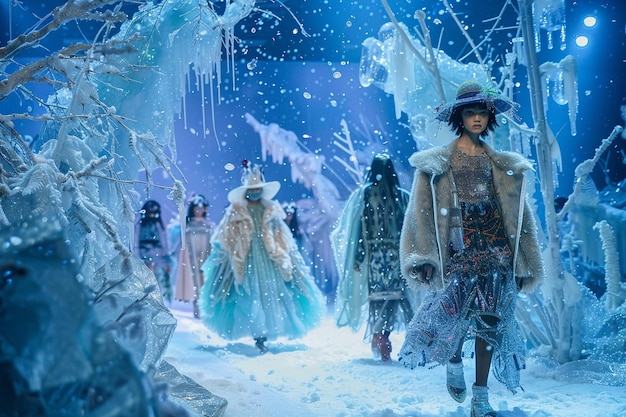 Delve into the whimsy of winter with a runway pres generative ai