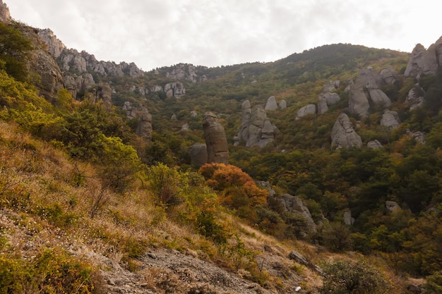 Demerdzhi mountain range View of the rocks from below