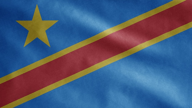 Democracy Congolese flag waving on wind. Democratic Republic of Congo banner blowing silk