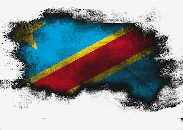 Democratic Republic of the Congo flag painted with brush