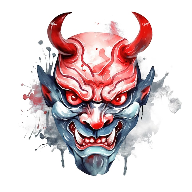 Demon face illustration design generative ai