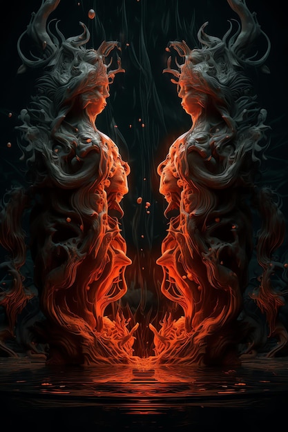 Demon on fire digital art