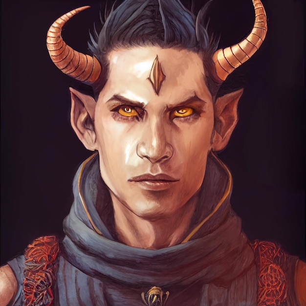 Demon man portrait illustration