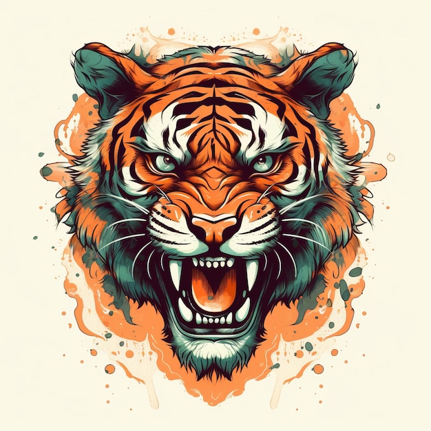 demon tiger flat illustration drawn in adobe illustrator