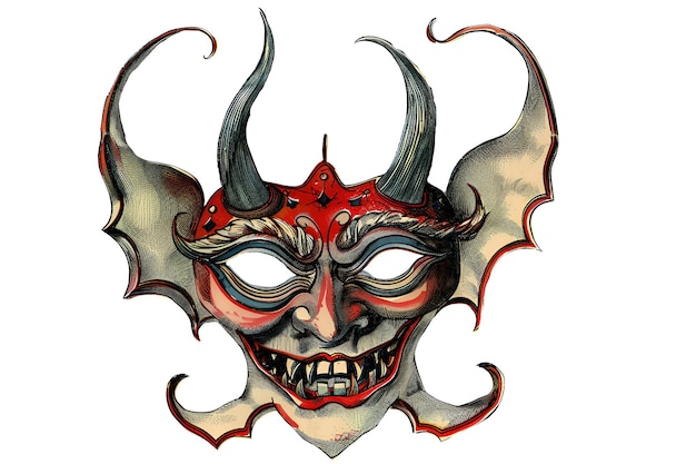 Photo a demonic mask with horns and a mouth that is open and smiling