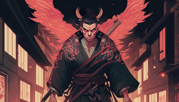 Demonic samurai Creative illustration Ai Generate