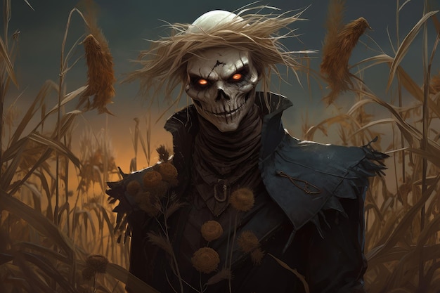 Demonic scarecrow skull Generate Ai