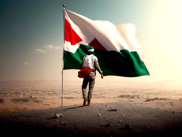 Demonstration with Palestinian flags