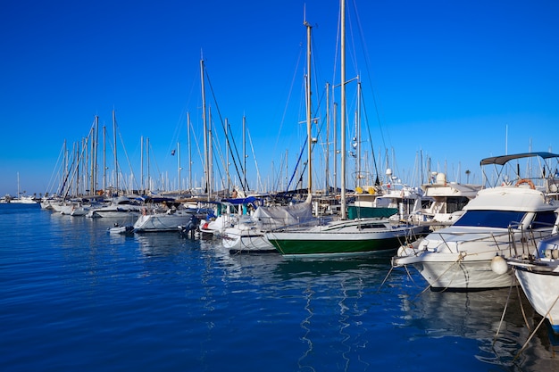 Denia marina boats port in Alicante Spain