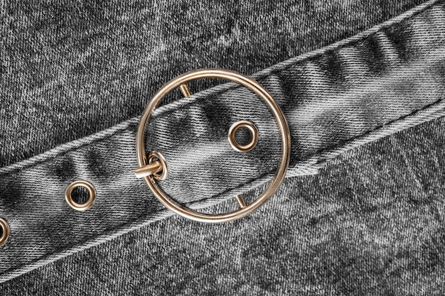 Denim belt closeup