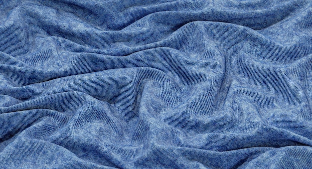 Denim fabric with folds and wrinkles