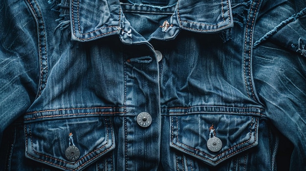 Denim Jacket CloseUp Rugged Versatile Trendy Fashion