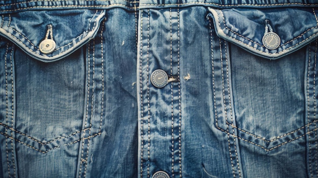 Denim Jeans Buttons and Stitching