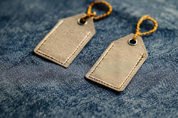 Photo denim jeans tags with an empty label