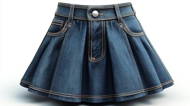 Photo a denim skirt with a button on the front and the bottom has a white button