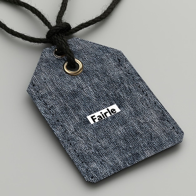 Photo denim tag with rope and gold eyelets