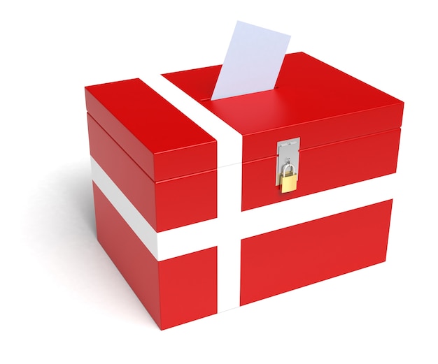 Denmark ballot box with Danish Flag Isolated on white background