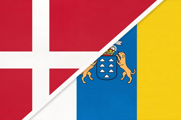 Denmark and Canary Islands symbol of country Danish vs Canarian national flags