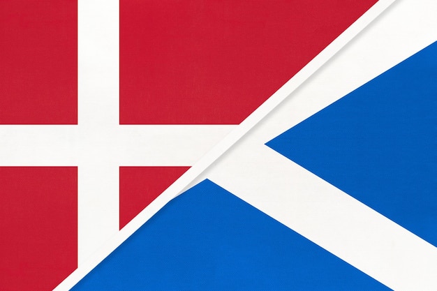 Denmark and Scotland symbol of country Danish vs Scottish national flags