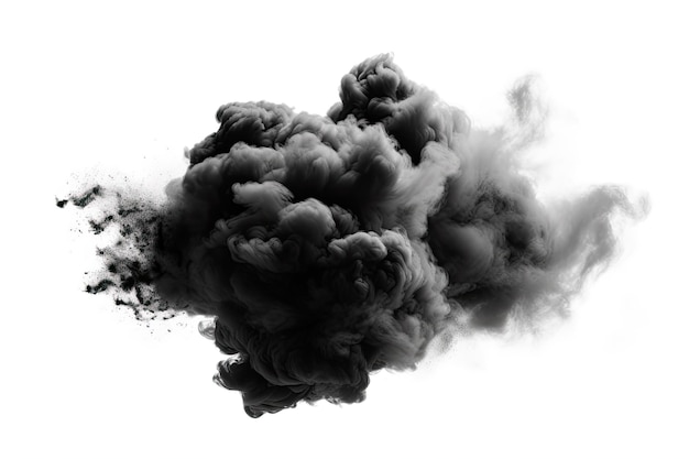 Dense black smoke cloud against a white background Generative AI