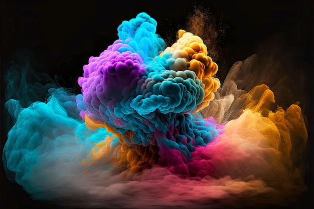 Dense colorful smoke or vapour cloud curling background 3d render digital illustration