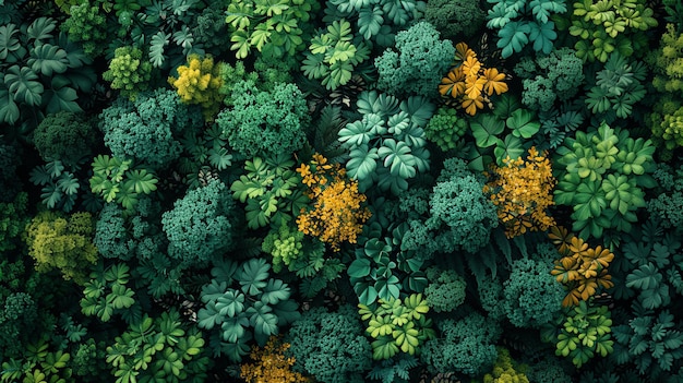 Photo dense forest foliage topdown view various shades of green intricate leaf patterns seamless design ideal for a naturefocused magazine cover