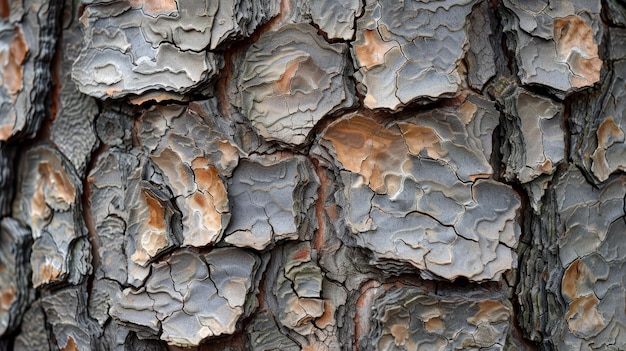 In the dense forest the intricate details of the tree bark textures are mesmerizing to behold