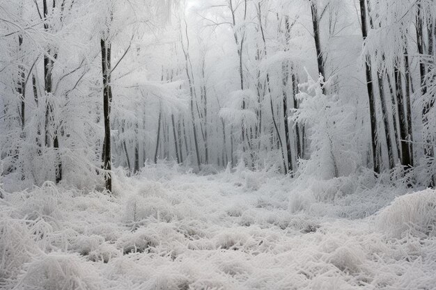 Dense Forest with Winter Frost beautiful forest natural background dynamic forest scene