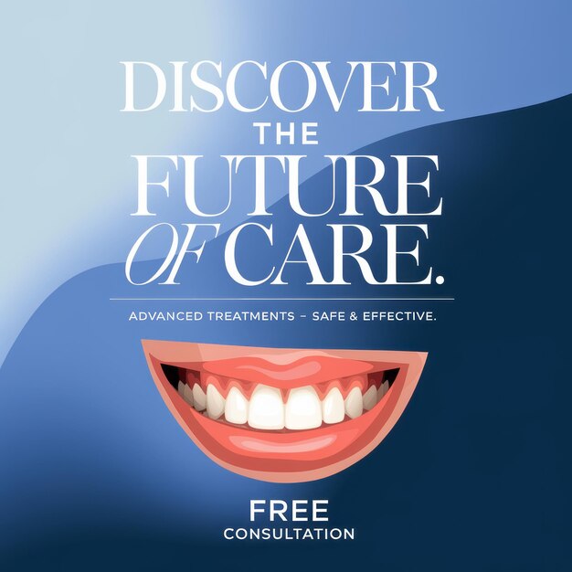 Photo dental care advertisement social media design with professional tools