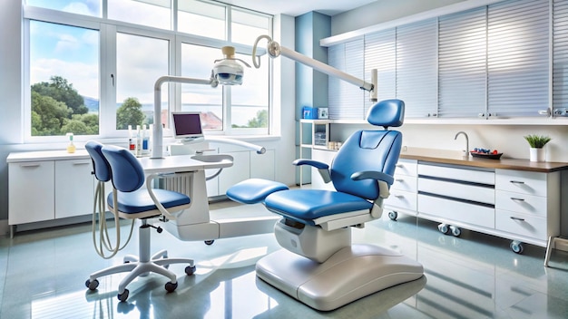 a dental chair with a blue cushion that says quot dental quot