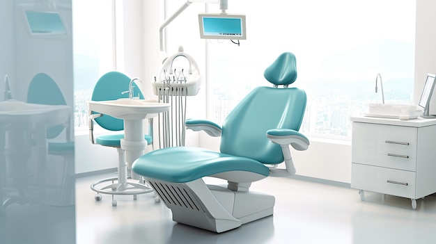 Dental chair with medical tools AI Generative AI Generative