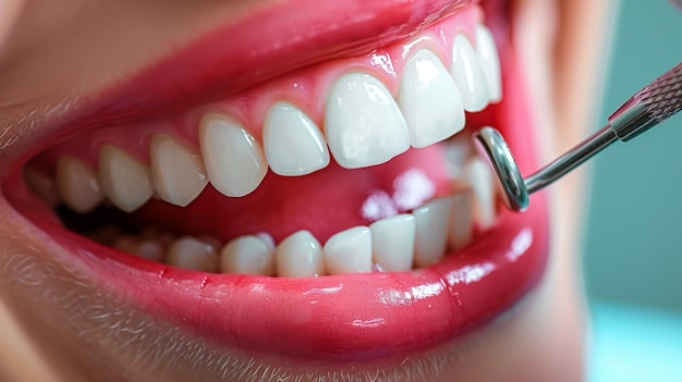 dental cleaning session in a bright clinic technician is cleaning teeth