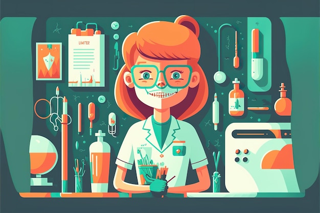 Dental hygienist flat illustration