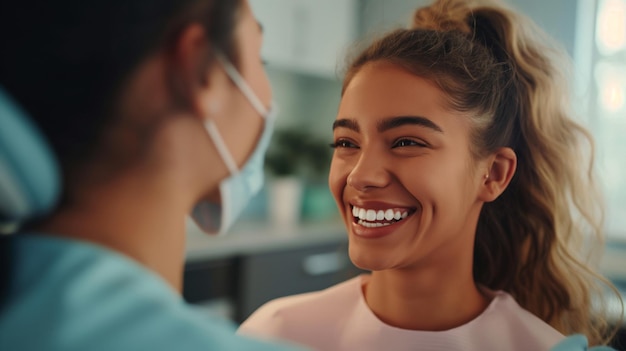 dental hygienist teaching a patient proper oral hygiene techniques