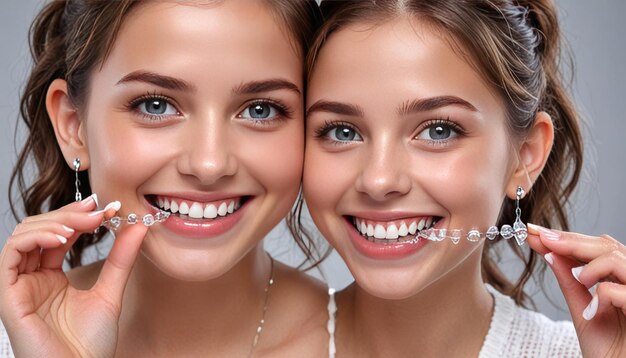 Photo dental invisible braces or silicone trainer in the hands