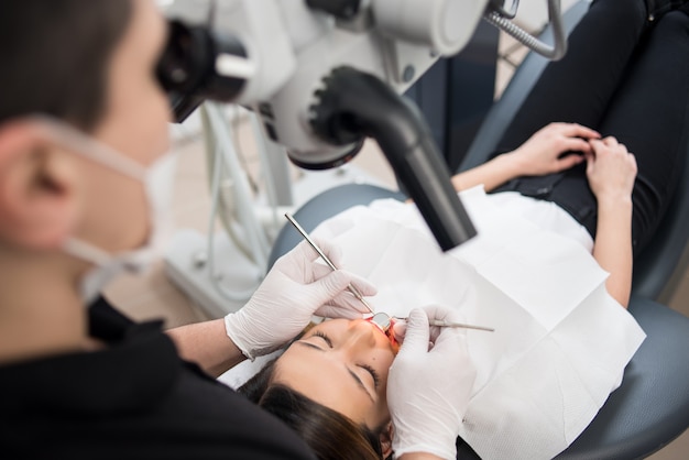 Dentist at dental clinic office