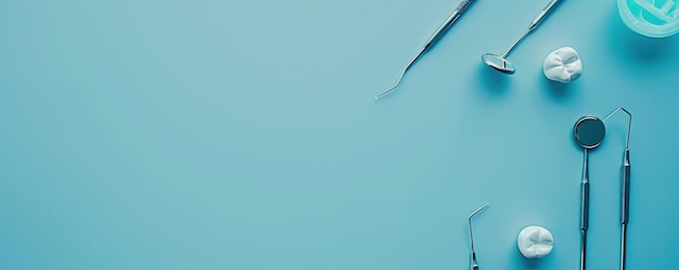 dentist equipment on blue background