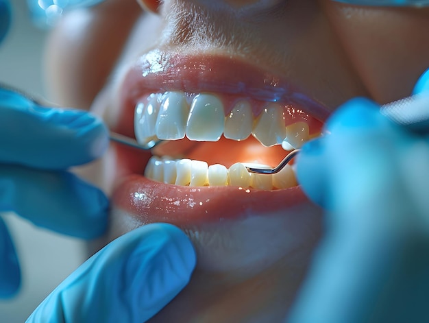 a dentist fitting a dental crown onto a patients tooth