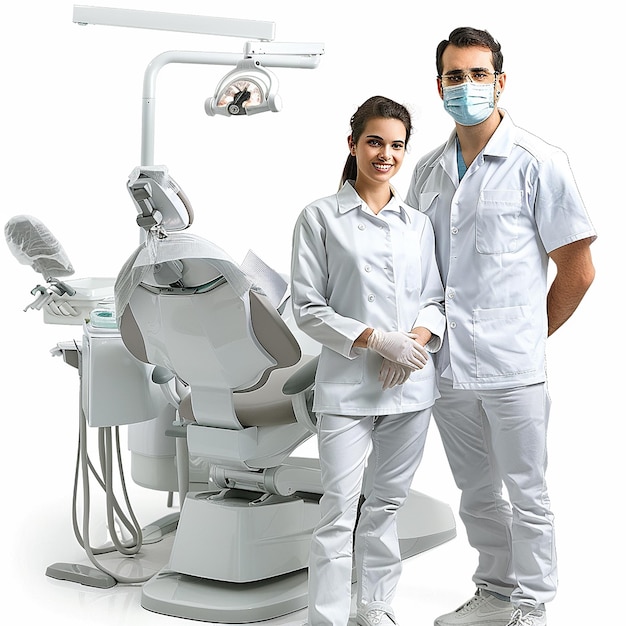 Dentist Standing on White Background