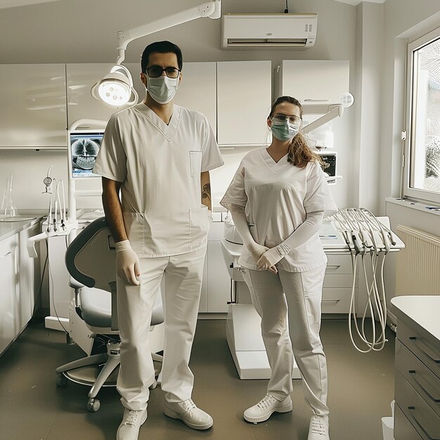 Dentist Standing on White Background