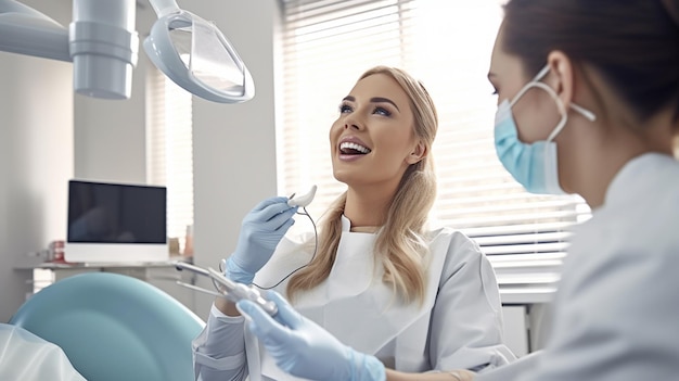 A dentist with a patient in a dental chair