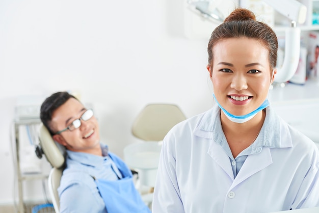 Dentist working in clinic