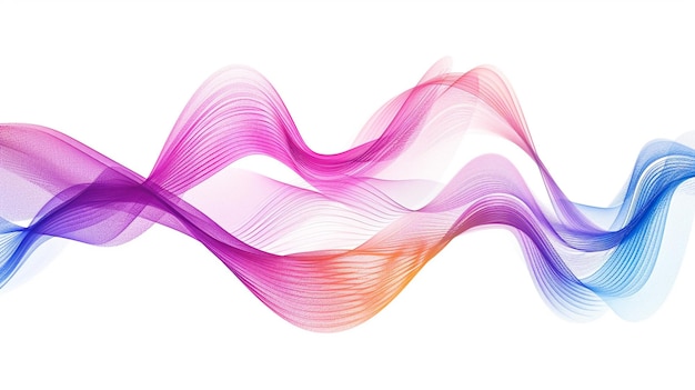 Depict the integration of wearables and health tech in lifestyle enhancement with dynamic gradient lines in a single wave style isolated on solid white background