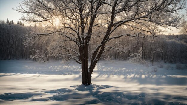 Depict the subtle play of light and shadow on a snowy landscape highlighting the detailed textures