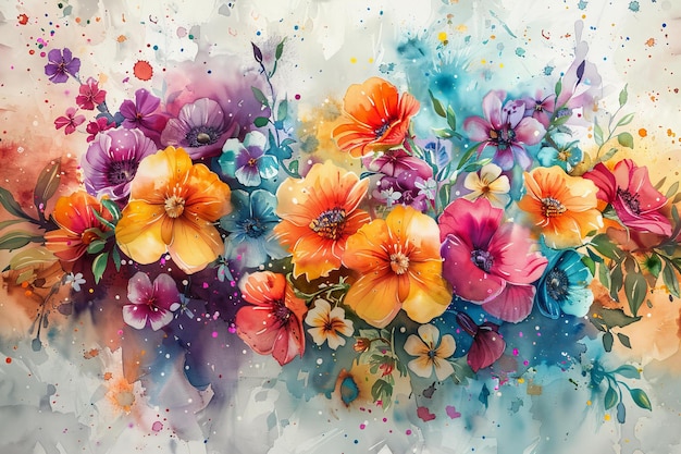 Depicting a colorful flowers are printed on splatter high quality high resolution