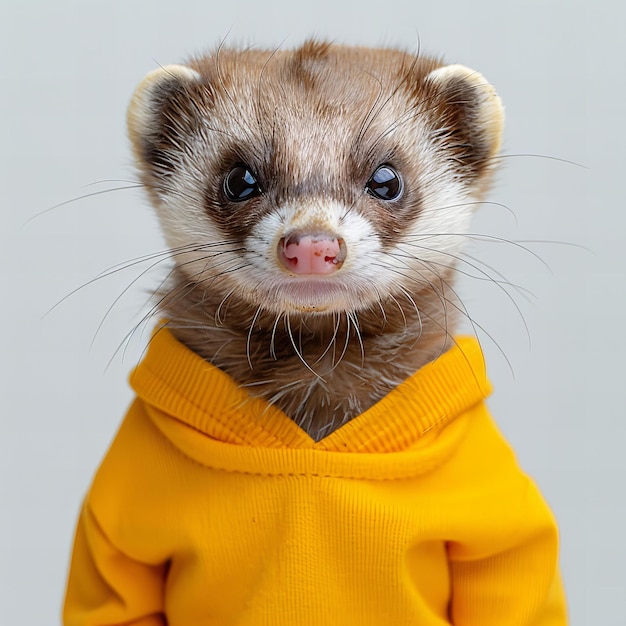 Depicting a ferret wearing tshirt isolated on white background