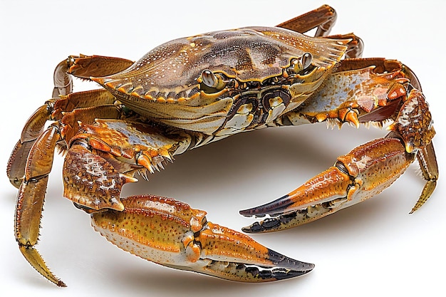 Depicting a large crab is shown isolated over a white background