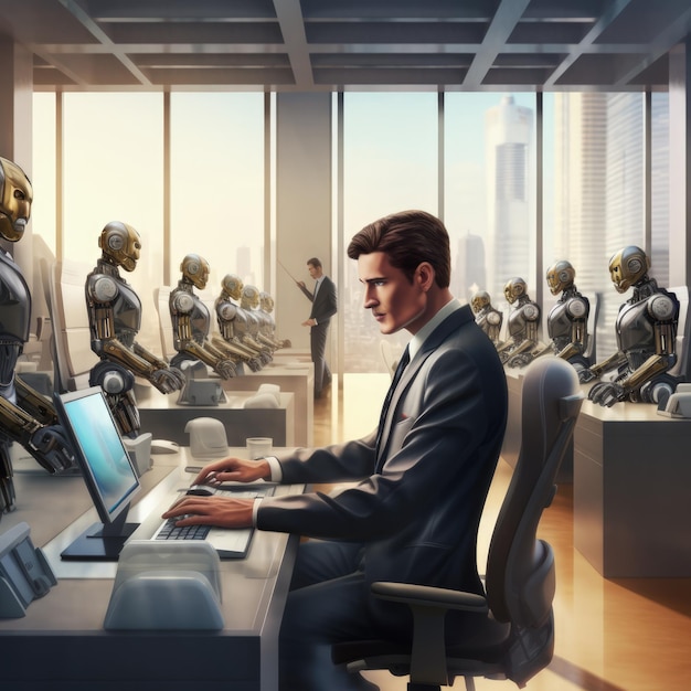 a Depiction Of Ai Taking Over Office Job Generative AI